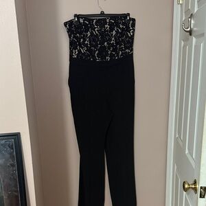 White House Black Market Black Lace Bodice Jumpsuit
